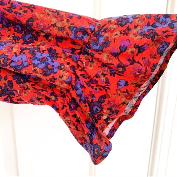 H & M Dress Red Floral Faux Wrap Ruffled Sleeves Ruffled Trim Dress Size 2 NEW - Picture 10 of 16